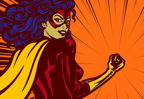 Superhero in comic book style illustration