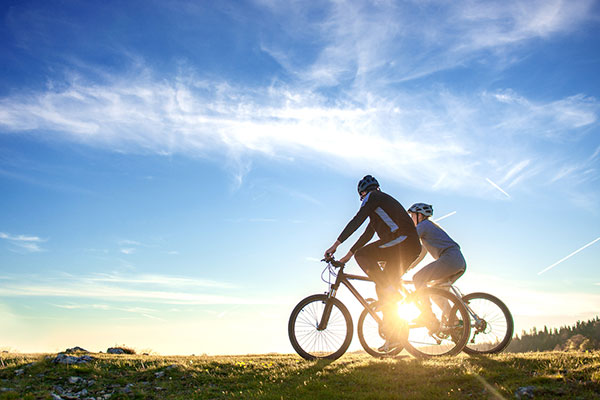 Mountain bikers in the sunshine