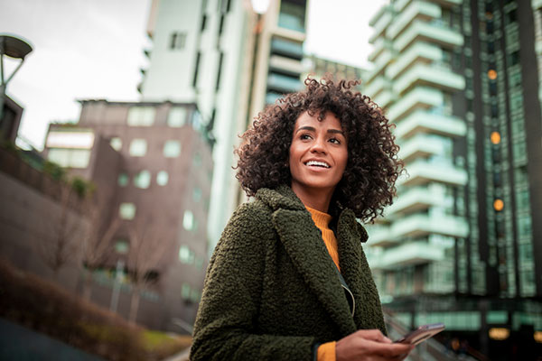 Smiling female investor