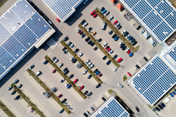 Aerial view of retail park