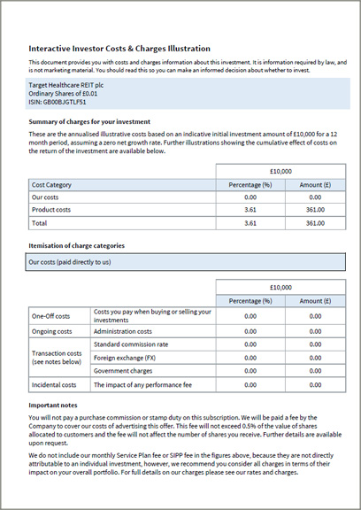 THRL Cost Disclosure