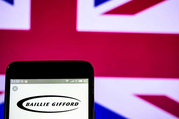 Baillie Gifford logo against UK flag