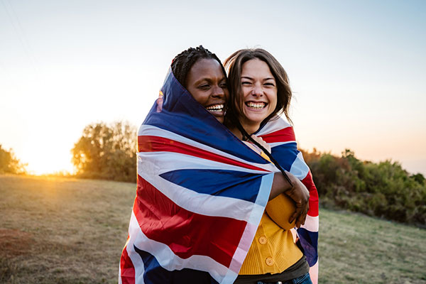 Two women with Union flag
