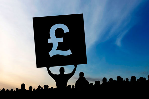 Pound symbol against a blue sky