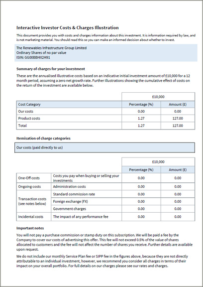 TRIG cost disclosure