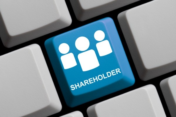 Shareholder button on computer keyboard. 