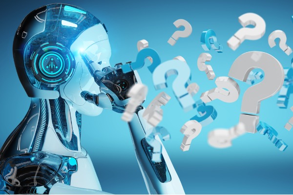 white-robot-on-blurred-background-using-digital-question-mark
