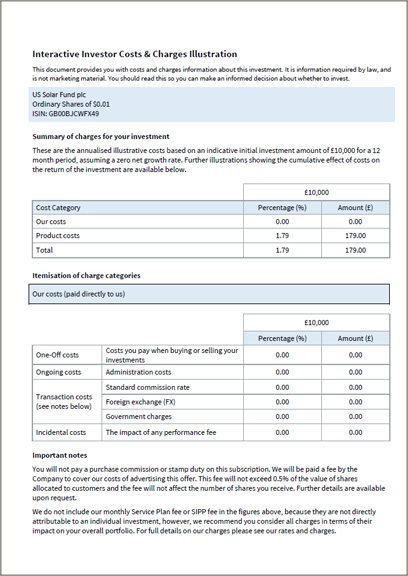 USF Cost Disclosure