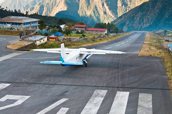 Short runway at Lukla, Nepal