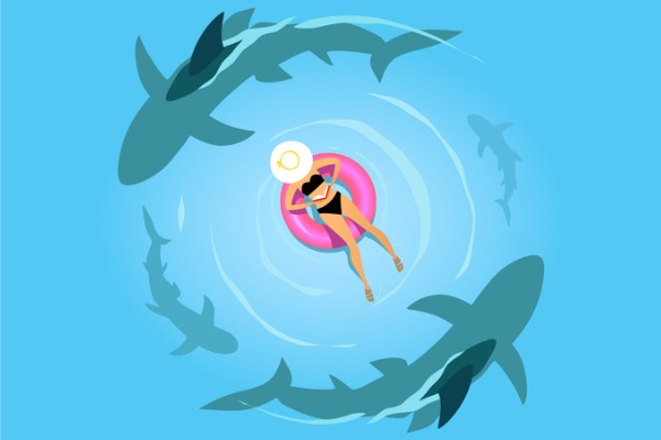 woman-on-the-inflatable-ring-with-shark