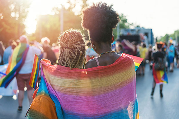 Young couple at Pride event