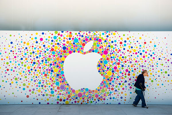 Apple logo outside store