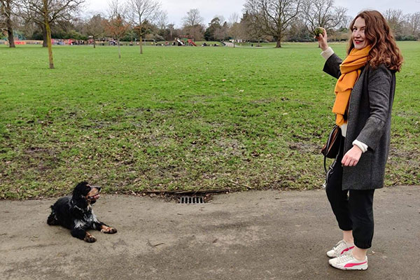 Katie Binns and a dog 600