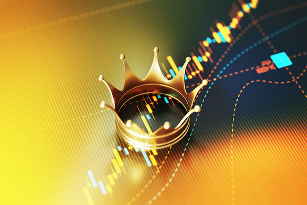Dividend crown against stock market background 600