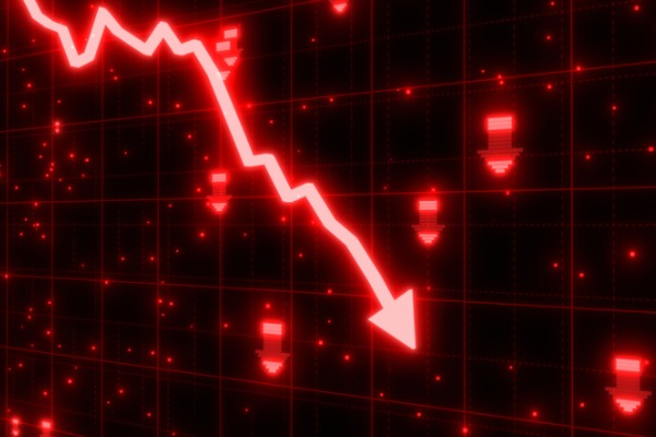 stock-market-crash-of-red-arrow-graph down recession tech nasdaq 600