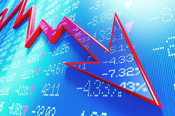 Stock market arrow heading sharply down 600