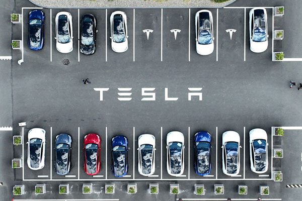Tesla cars at a factory 600