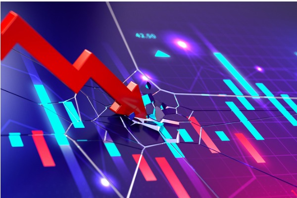 down trend arrow chart finance 600