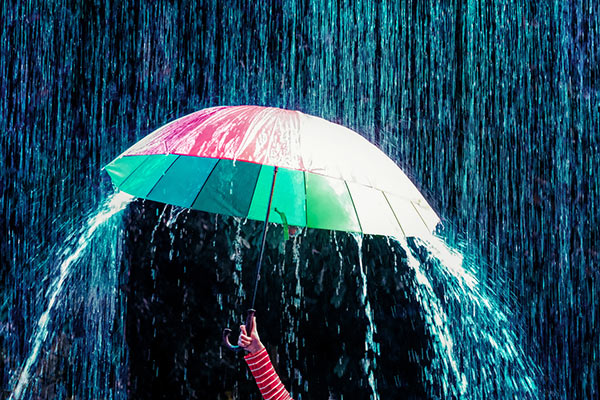 Umbrella providing defence against the rain 600