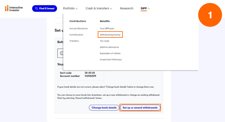 Amend or stop drawdown income - Step 1