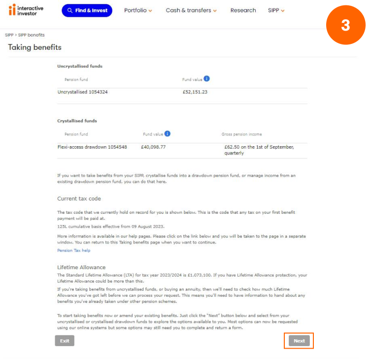 Amend or stop drawdown income - Step 3