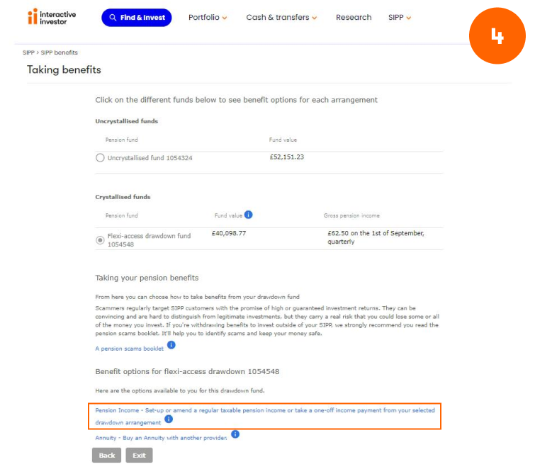 Amend or stop drawdown income - Step 4