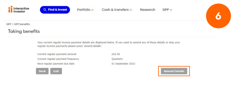 Amend or stop drawdown income - Step 6