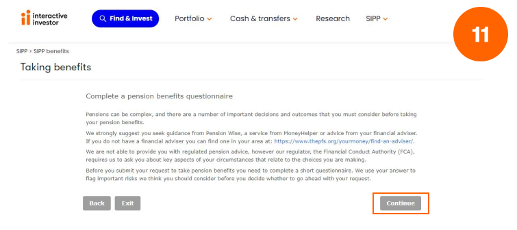 Moving funds into drawdown - Step 11