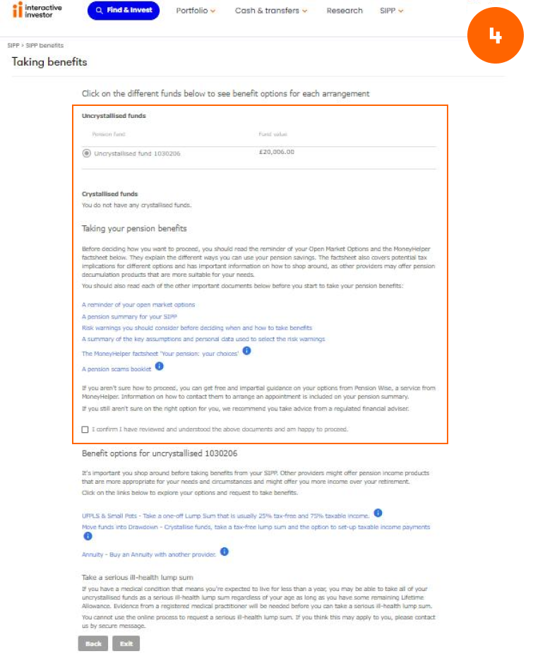 Moving funds into drawdown - Step 4