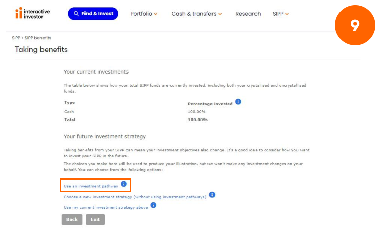 Moving funds into drawdown - Step 9