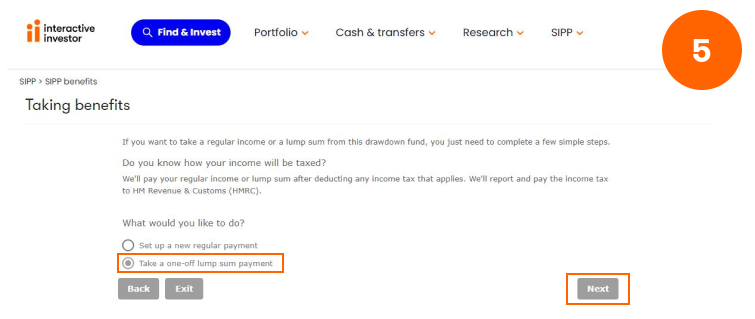 Take a one-off payment - Step 5