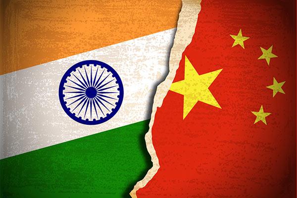 India and China flags 600