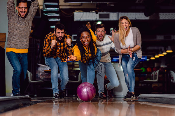 Friends have fun bowling 600