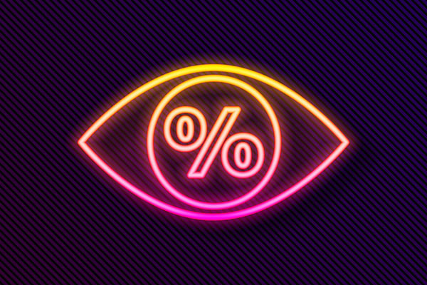 Neon eye with per cent sign inside 600