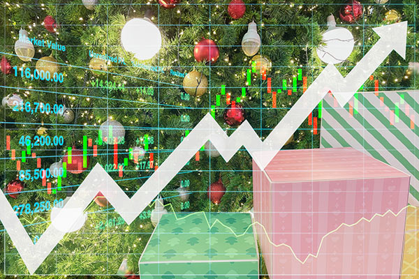 Christmas gifts and stock market graph