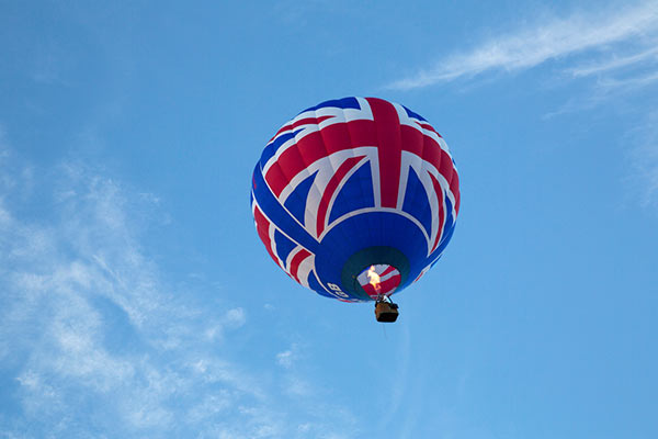 Hot air balloon with Union flag on it