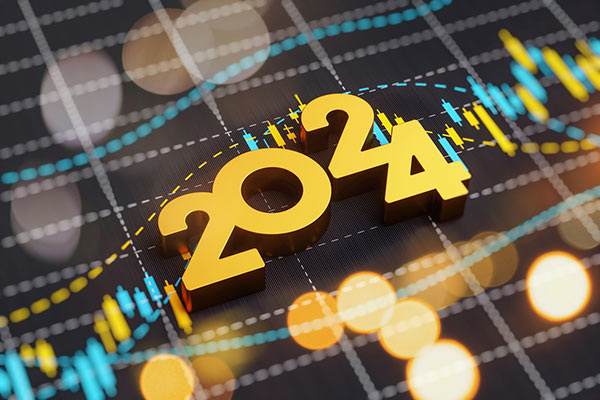A stock market chart with 2024 in it 600