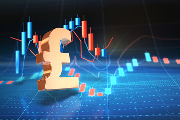 Pound against a trading screen background 600