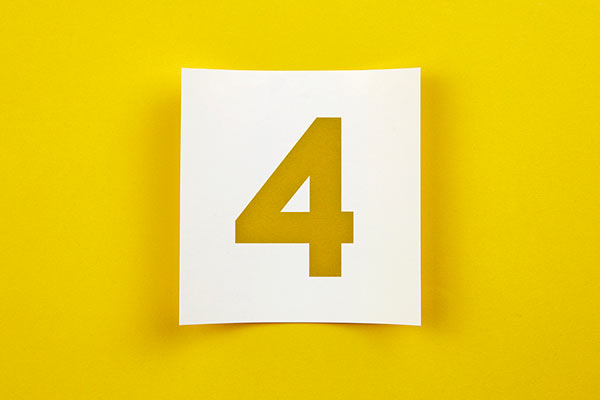 Number 4 against a bright yellow background 600