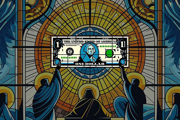 Dollar bill in a stained glass window Finimize image