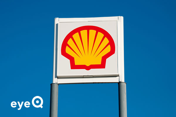 eyeQ Shell logo on a signpost
