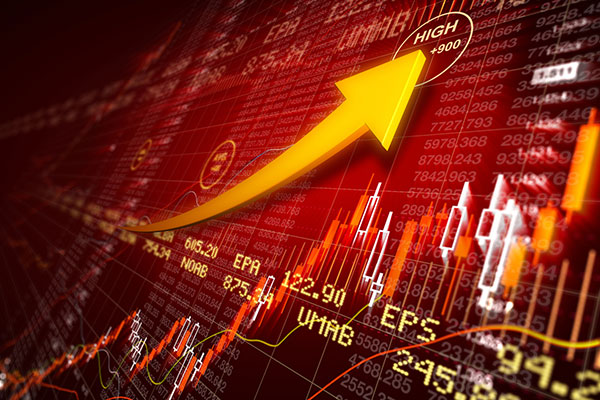 Financial chart representing a bull market 