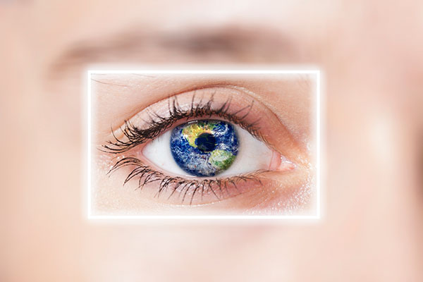 Eye with a world in the centre 