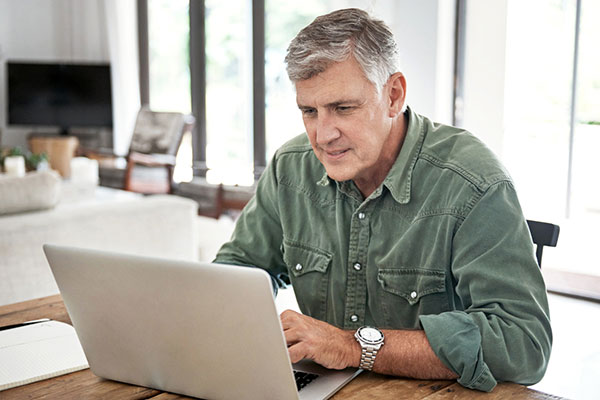 A man studying his pensions