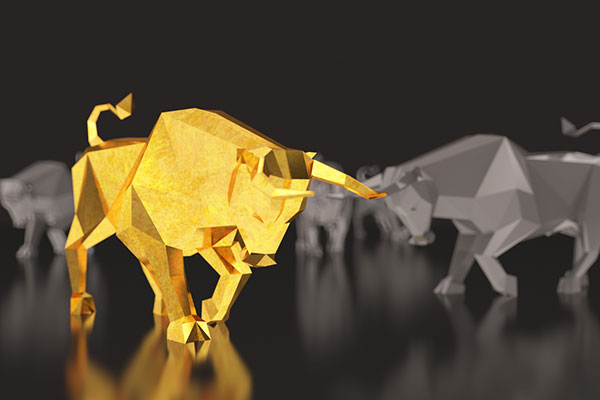 Golden stock market bull 600