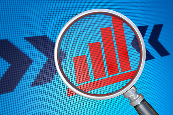 Analysing a business graph with a magnifying glass