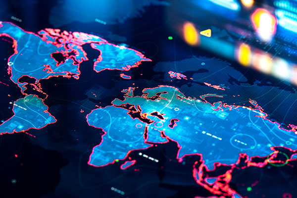 Neon outline global map