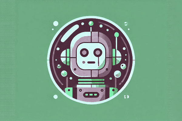 Finimize Robot in a roundel on a green background