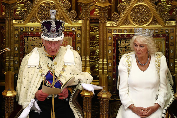 King Charles reads the King's Speech during the state opening of Parliament on July 17 2024