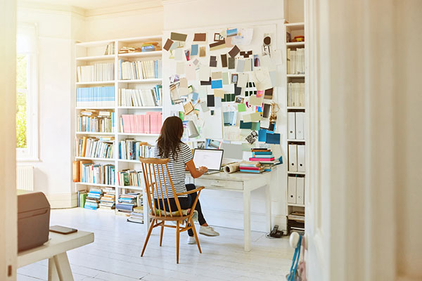 Self-employed woman working in home office